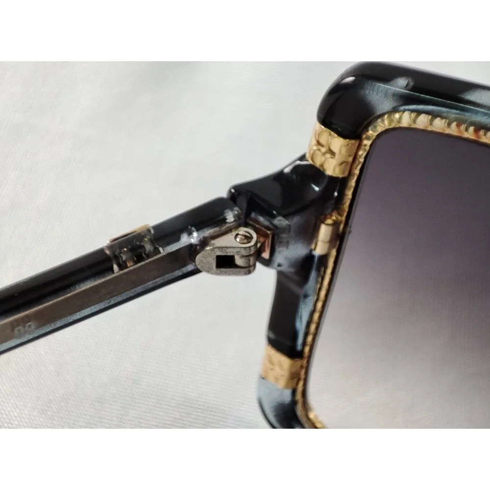 Vintage Ted Lapidus‎ Paris TL 15 09 Sunglasses 1970s France Grey Gold Oversized